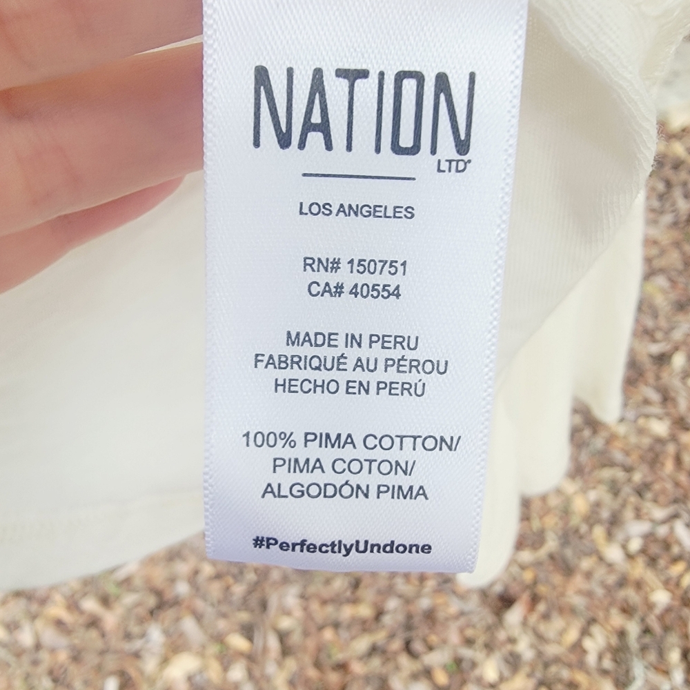 Nation LTD Pima Cotton Cream  White Long Sleeve Top Sz XS Like New - Picture 4 of 7